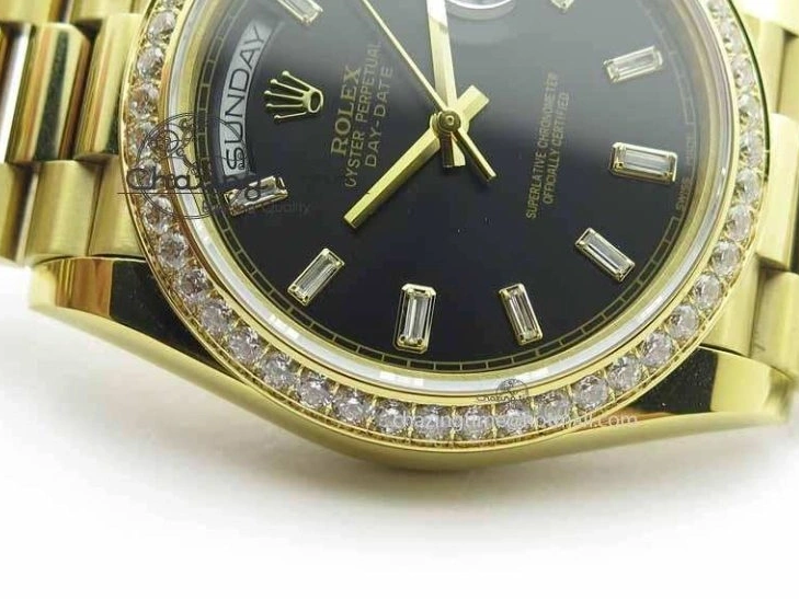 0106 Day Date 40mm YG BP Maker Best Edition Black Dial Diamond Bezel On YG Bracelet A Soft 3681